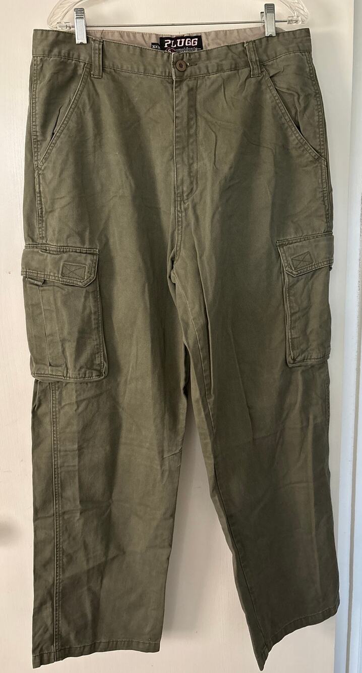 Plugg Vintage 90s Y2K Baggy Skater Cargo Pants Green Size 36 x 32